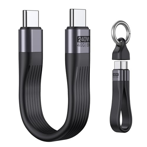 VAFOTON PD 240W Short USB C Cable/USB 4.0 USB C Short Cable/40Gbps Data Transfer, 8K 60Hz Video Display, Thunderbolt 3/4 for 1Phone16/15, Ma-Book/1Pad Series, Samsung Galaxy, Android Auto, VR - color: Black