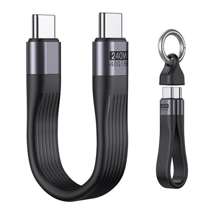 VAFOTON PD 240W Short USB C Cable/USB 4.0 USB C Short Cable/40Gbps Data Transfer, 8K 60Hz Video Display, Thunderbolt 3/4 for 1Phone16/15, Ma-Book/1Pad Series, Samsung Galaxy, Android Auto, VR - color: Black