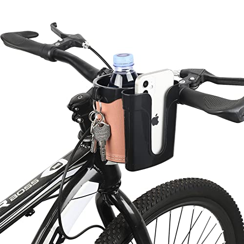 Accmor 3-in-1 Bike Cup Holder with Cell Phone Keys Holder, Bike Water Bottle Holders, Universal Bar Drink Cup Can Holder for Bicycles, Motorcycles, Scooters, Black Beige - color: Black Beige