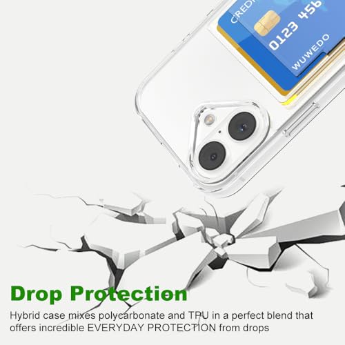 for iPhone 16 Clear Card Case - Hybrid Slim Fit Transparent Wallet Cover with Card Holder Slot, TPU + PC, Anti-Yellowing, 6.1" 2024 - color: Clear, size: iPhone 16