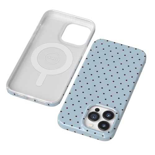 Casely iPhone 14 Pro Case | On the Dot | Blue & Brown Polka Dot | Compatible with MagSafe | Classic Ultra Slim Design - color: On the Dot | Blue Polka Dot, size: Iphone 14 Pro