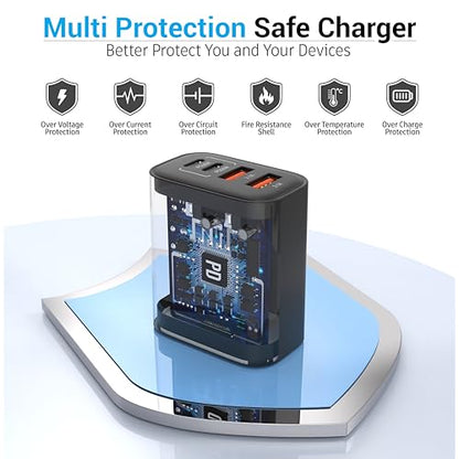 TT&C USB C Charger Block 2-Pack, 40W 4 Ports Wall Charger for iPhone 17,16 - color: Black 2Pack