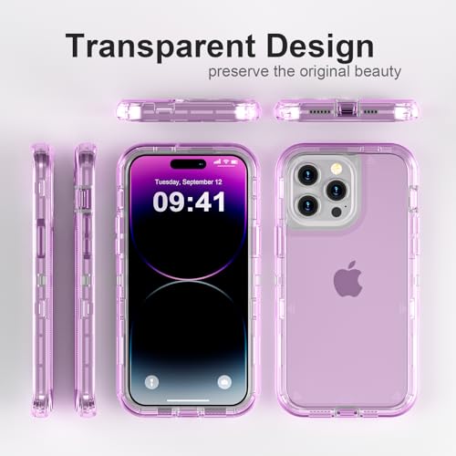 Follaroma for iPhone 14 Pro Max Case, Shockproof, Crystal Purple | Heavy Duty Shockproof Protection Phone Cases, Anti-Drop, Dual Layer Transparent Rugged Protective Cover, 6.7 inch - color: Purple, size: iPhone 14 Pro Max 6.7‘’