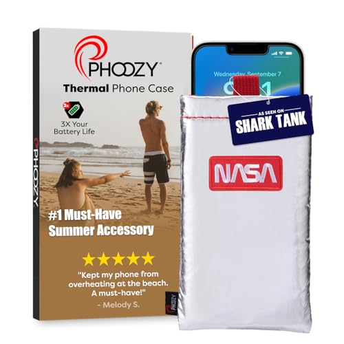 PHOOZY Apollo Thermal Phone Case | Insulated Phone Pouch Extends Battery Life 3X | Heat Resistant Drop Protection | Military Grade Water Resistant | Large | Space - color: Space Silver, size: Large