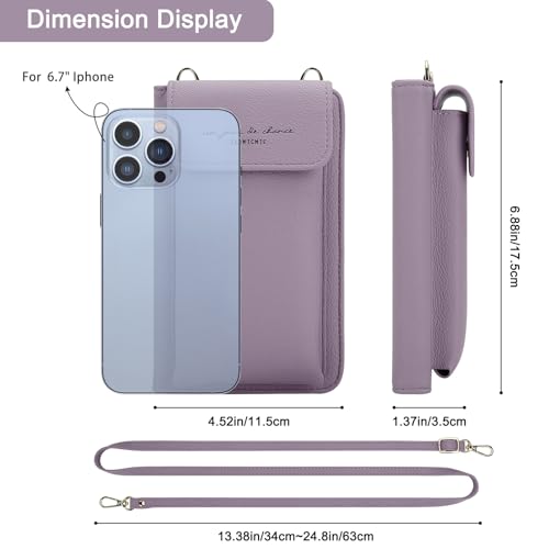 DOB SECHS Leather Passport Wallet Crossbody Phone Bag, RFID Blocking Passport Holder Credit Cards Case for Women - color: Purple-2