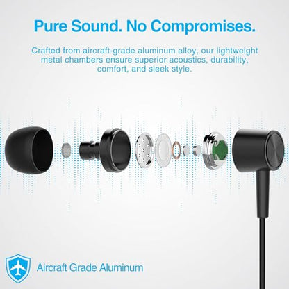 Naztech Platinum Lightning Wired iPhone Headphones - MFi Wired Earbuds for iPhone, iPad & iPod, Premium Noise Isolating Fit with in-Line Controls and Mic, Black