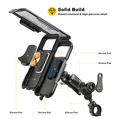 iMESTOU Waterproof Motorcycle Phone Mount Case for 3.5"-6.1" Cellphones (S) - size: S--For 3.5"-6.1" Phones