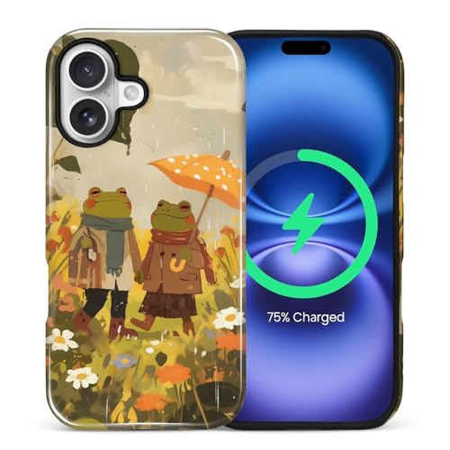 Magnetic for iPhone 17 Case,[Compatible with Magsafe] Dual Layer Protective Heavy Duty Shockproof Rugged Drop Protection Bumper Hybrid Case - Rain Frog and Toad - color: Rain Frog and Toad, size: iPhone 17