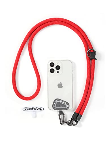 Cell Phone Lanyard ×1, Tether Tab ×2, Universal Adjustable Phone Strap, Crossbody, Neck Phone Lanyard, Rope Strap - color: Red