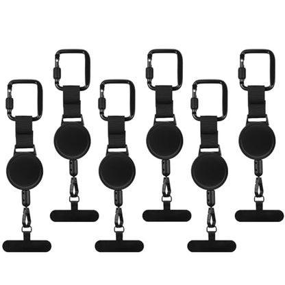 Sabary 6 Pcs Anti-theft Phone Tether Cell Phone Tether Universal Phones Lanyard Locking Carabiner Retractable for Ski Outdoor (Square)