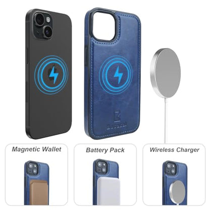 Bocasal for MagSafe Wallet Case Card Holder for iPhone 14, Blue - color: Blue for MagSafe