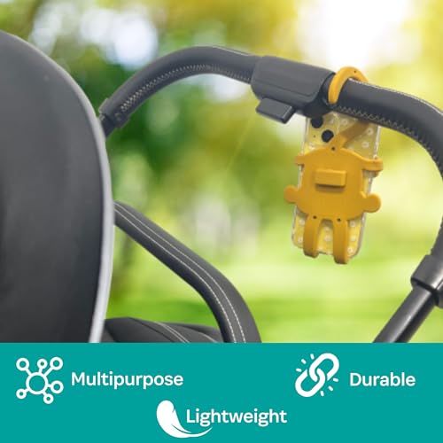 Grippy Smartphone Phone Holder by Buggygear - The Perfect Mount for Your Cellphone - This Accessory Straps to Your Stroller, Grocery Cart - Strap it or Hang it from the Tail - Entertain Your Baby too