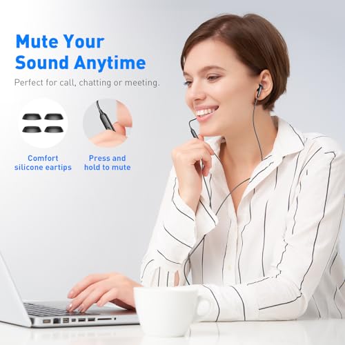 APETOO 3.5mm Wired Earbuds in-Ear Headphones School Chromebook Laptop Black - color: Black