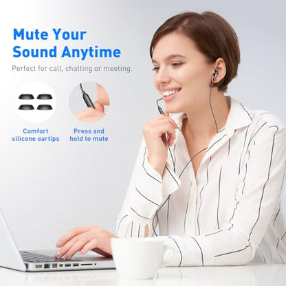 APETOO 3.5mm Wired Earbuds in-Ear Headphones School Chromebook Laptop Black - color: Black