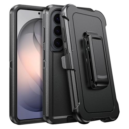 DUEDUE for Samsung Galaxy S26 Case with Belt Clip Holster Shockproof 3-Layer Heavy Duty Kickstand Cover Full Body Protective Rugged Phone Case for Samsung S26 6.3", Black - size: for Samsung S26 6.3"