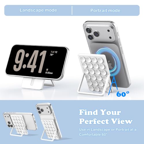 KADES MagSafe Phone Grip with 24 Suction Cups & Adjustable Stand - color: White