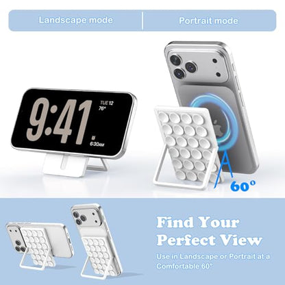 KADES MagSafe Phone Grip with 24 Suction Cups & Adjustable Stand - color: White
