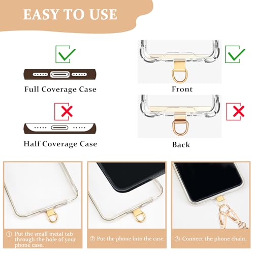 Clip and Go Phone Strap Crossbody with RFID Leather Wallet, Trendy Hands-Free Crossbody Cell Phone Lanyard Chain with Coin Purse for Women, Neck Chain for iPhone and Smartphone, Gold - color: Gold