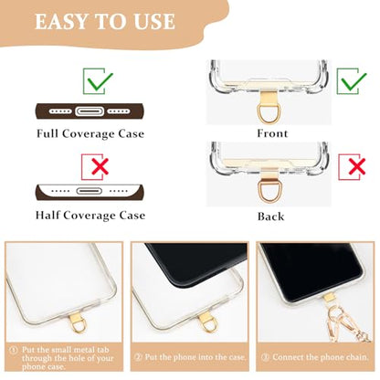 Clip and Go Phone Strap Crossbody with RFID Leather Wallet, Trendy Hands-Free Crossbody Cell Phone Lanyard Chain with Coin Purse for Women, Neck Chain for iPhone and Smartphone, Gold - color: Gold