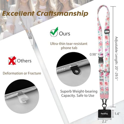 Icycay Phone Lanyard Crossbody Strap Neck Adjustable Teacher Women Peony - color: Peony Flower