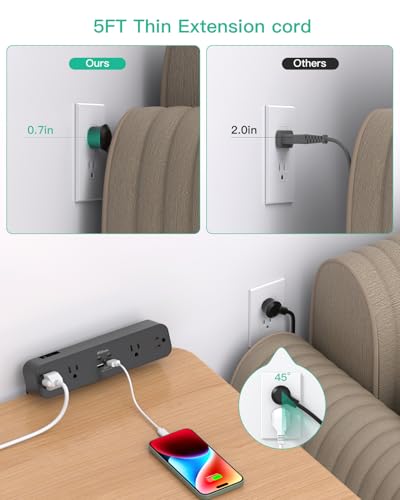 Mifaso PD65W Desk Clamp Power Strip, 1080J Surge Protector, 2 USB C - color: Black, size: PD65W