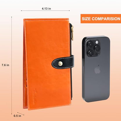 Travelambo RFID Wallet Women Large Size Bifold Multi Card Wallet Case with Zipper Pocke Credit Card Holder for Women - color: Brown-Wax Leather