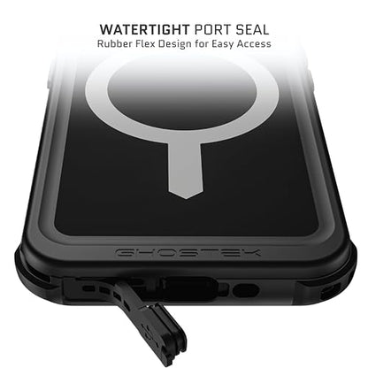 Ghostek Nautical iPhone 15 Pro Waterproof Case with Holster Clip - Screen & Camera Protector, MagSafe Compatible, Heavy Duty Protection (6.1 Inch, Black) - color: Black, size: iPhone 15 Pro