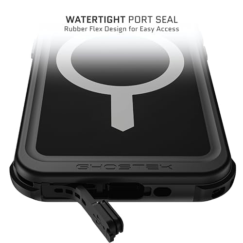 Ghostek Nautical iPhone 15 Pro Waterproof Case with Holster Clip - Screen & Camera Protector, MagSafe Compatible, Heavy Duty Protection (6.1 Inch, Black) - color: Black, size: iPhone 15 Pro