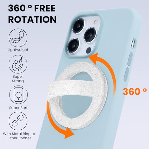 Magnetic Silicone Phone Grip Ring Holder Compatible with MagSafe Phone Case - color: Starlight White