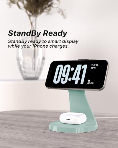 LONGCONN 3 in 1 Wireless Charging Station for Apple Devices with MagSafe - color: Sprout Green