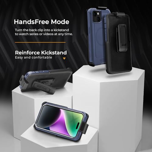 MOTIVE Heavy Duty Case for iPhone 15, Belt Clip Holster | 6.1" Blue - color: Blue Navy, size: iPhone 15
