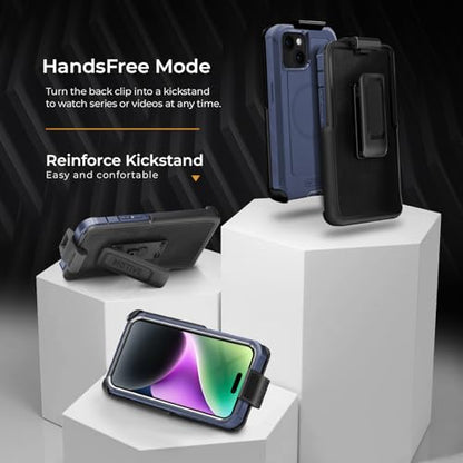 MOTIVE Heavy Duty Case for iPhone 15, Belt Clip Holster | 6.1" Blue - color: Blue Navy, size: iPhone 15