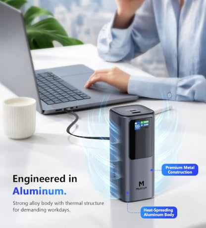 Mukiya 20000mAh Laptop Power Bank with Retractable Cable & Stand