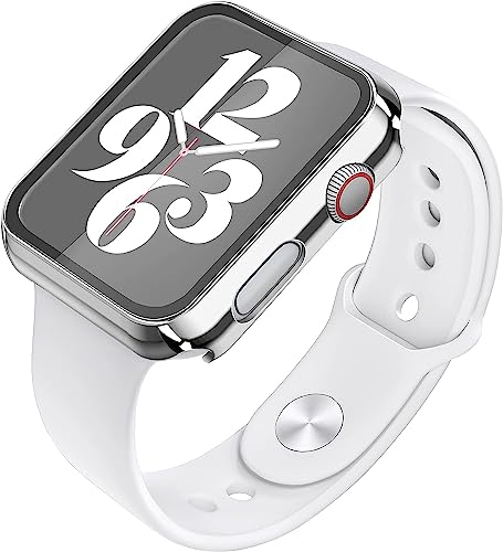 Misxi 2 Pack Hard PC Case with Tempered Glass Screen Protector Compatible with Apple Watch SE 3 SE 2 SE Series 6 Series 5 Series 4 40mm, 1 Sliver + 1 Transparent - color: 1 Silver + 1 Transparent, size: 40mm (Se3/Se2/Se/6/5/4)