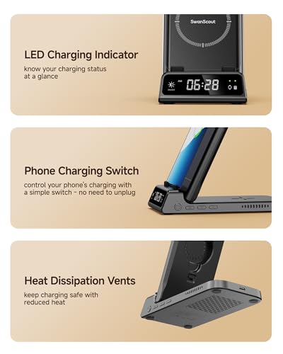 Charging Station for Samsung Phone, Watch & Buds, Not for Watch 9/Ultra 2 - color: Black