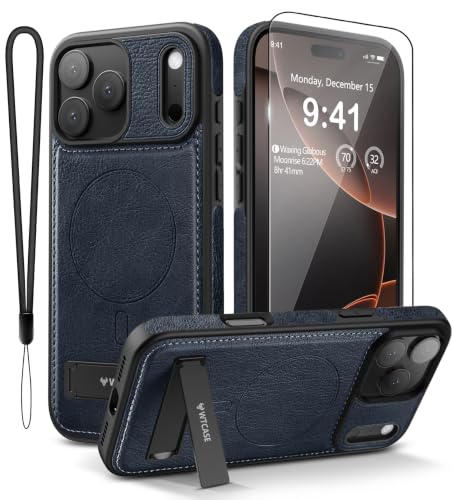 WTCASE Magnetic for iPhone 1X Leather Case,Built-in Invisible Stand [Compatible with Magsafe] Protective Slim Kickstand Phone Cover (2025) (Blue, iPhone 1R Pro Max) - color: Blue, size: iPhone 1R Pro Max