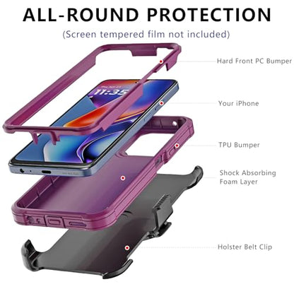 for Motorola Moto G 2026/2025 Case, for Moto G Play 2026 Case with Belt Clip Holster, Heavy Duty 2-Layer Protection, Anti-Drop, Shockproof Phone Cover (Wine Red) - color: Wine Red