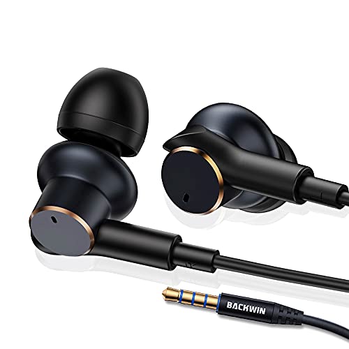 Wired headphones with [4-speaker] noise-cancelling subwoofer 3.5mm earbuds