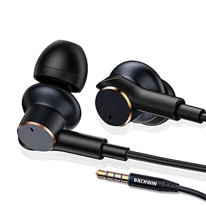 Wired headphones with [4-speaker] noise-cancelling subwoofer 3.5mm earbuds