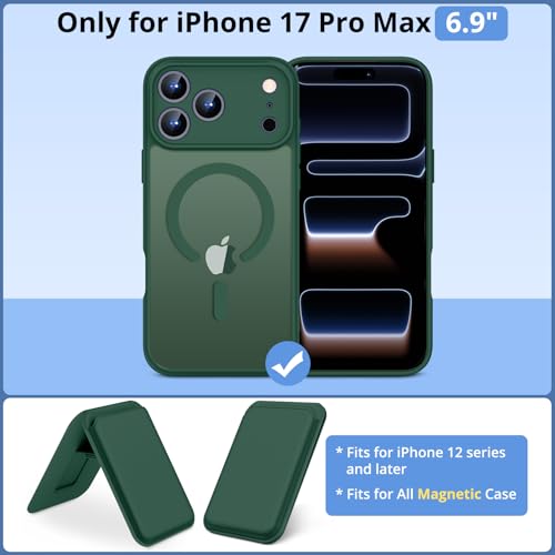 for iPhone 17 Pro Max Case w/Detachable MagSafe Wallet-Green | RFID Blocking Card Holder&Kickstand, Military-Grade Drop & Raised Camera Protection for Travel & Commute - color: Green