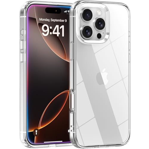 Crystal Clear for iPhone 16 Pro case,[Anti-Yellowing][Military-Grade Drop Protection] Shockproof case for iPhone 16 Pro 6.3 inch (Clear) - color: Clear, size: For iphone 16 Pro-6.3"