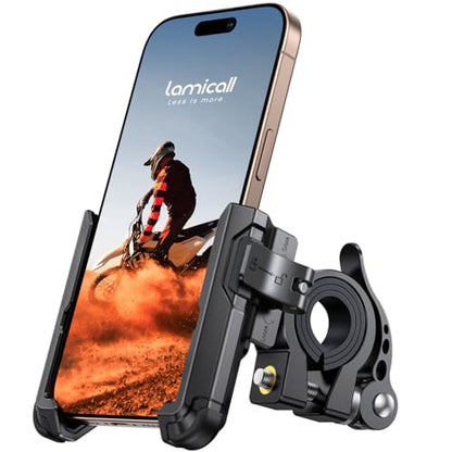 Lamicall Motorcycle Bike Phone Mount, 1s Lock Bike Phone Holder - color: Black