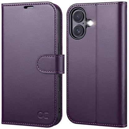 OCASE for iPhone 17 Wallet Case, Card Holder, Dark Purple | RFID Blocking, Kickstand, Magnetic Closure, PU Leather Flip Folio, Shockproof TPU Shell, Protective Phone Cover (6.3") 2025 - color: Dark Purple