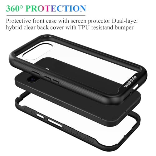 Compatible with Google Pixel 9A Case, Built in Screen Protector Full Body Shockproof Slim Fit Bumper Protective Phone Cover for Pixel 9A Men Women-Black/Clear - size: Pixel 9A Case