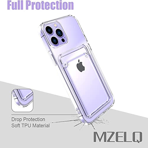 MZELQ Compatible with iPhone 14 Pro Max Case Card Holder -Clear | Wallet Cover,Camera Protection + Screen Protector Soft Card Slot Phone Case - color: Clear, size: iPhone 14 Pro Max