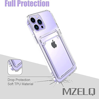 MZELQ Compatible with iPhone 14 Pro Max Case Card Holder -Clear | Wallet Cover,Camera Protection + Screen Protector Soft Card Slot Phone Case - color: Clear, size: iPhone 14 Pro Max