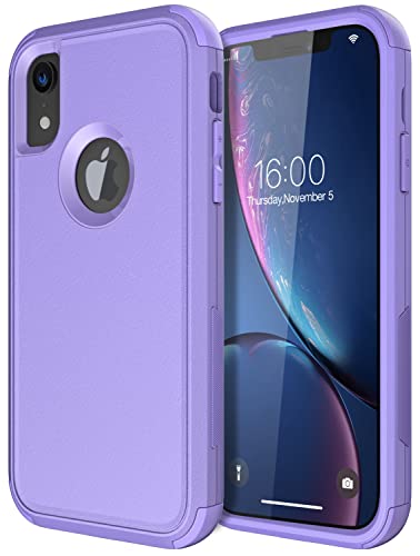 Diverbox for iPhone Xr Case [Shockproof] [Dropproof] [Dust-Proof],Heavy Duty Protection Phone Case Cover for Apple iPhone XR (Purple) - color: Purple-3in1