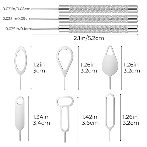 Qianyu 17 PCS SIM Card Removal Tool Set, Stainless Steel Phone Tray Opener Pin SIM Card Pin Universal SD Cards Tray Watchchain Link Remover Compatible with Smartphones Tablets