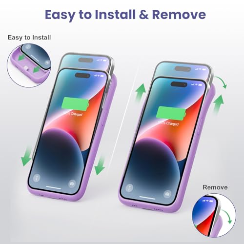 Feob Battery Case for iPhone 14 Pro Max,[2026 Upgraded] 8600mAh Ultra-Slim Portable Extended Charger Case Cover for iPhone 13 Pro Max Charging Case (6.7 Inch)-Purple - color: Purple