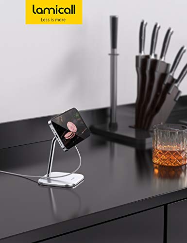 Lamicall Aluminum Phone Stand for Apple 25W MagSafe Charger - [Charger Not Included] 360° Rotation Adjustable Charging Holder Dock for Desk, for iPhone 18 Pro, Duo, 17, 16, 15, 14, 13 Max Duo Plus Air